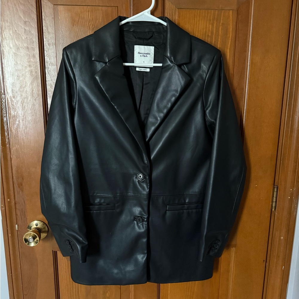 Black Vegan Leather Blazer
